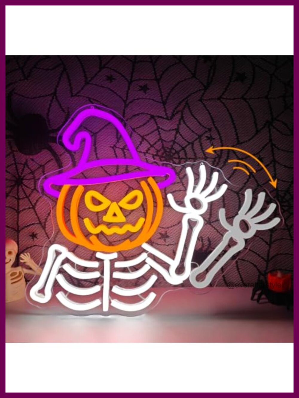 Waving Skeleton LED Neon Sign Halloween Wall Decor USB Dimmable Light